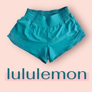 Lululemon Athletica hotty hot high rise Athletic lined Shorts teal blue size 4